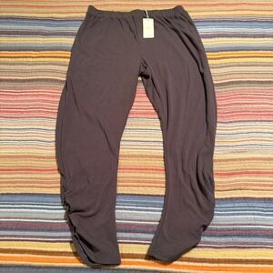 Grade & Gather Charcoal Gray Ribbed Ruched Ankle Knit Pants 50299 Womens M